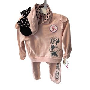 Disney Pink Minnie Mouse Kids Matching Set NWT size 3T
